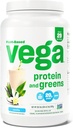 Vega protein ve Yeşiller Protein Toz, Vanilla - 20g Plant Temel Protein Plus Veggies, Vegan, GMO, Pea Protein Kadınlar ve Erkekler için, 1.9lbs