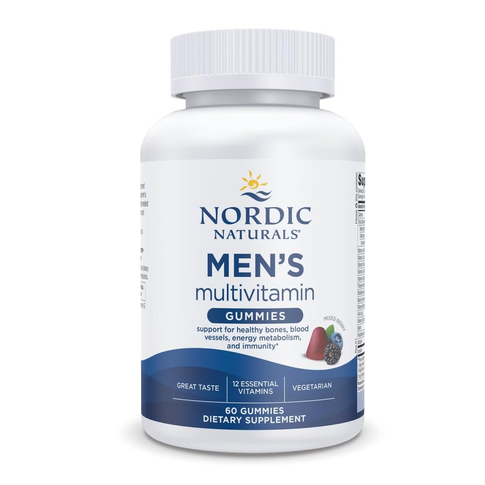 Nordic Naturals Men's Multivitamin Gummies, Karma Berry - 60 Gummies - Sağlıklı Kemikler, Kan Gemileri, Enerji ve Immunity - Non-GMO, Vegetarian - 30 Hizmet
