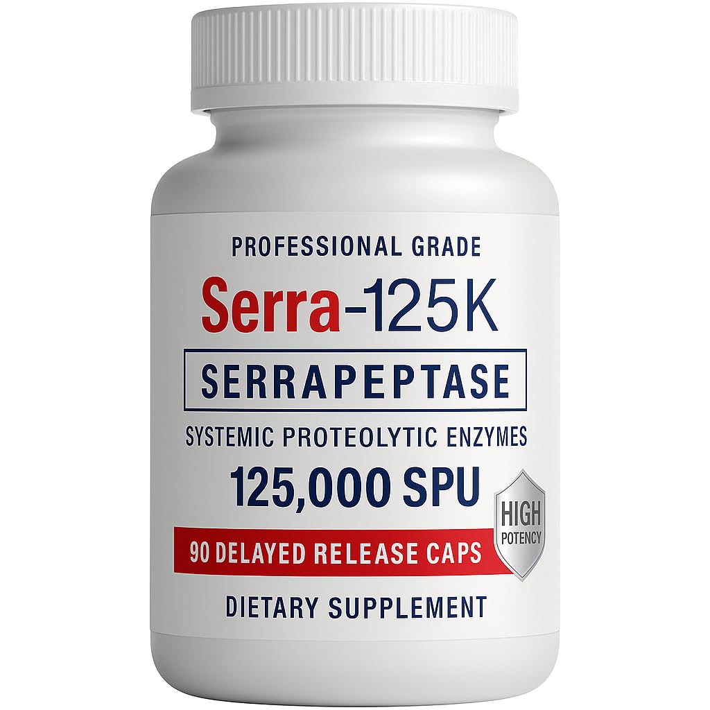 Serra-125k Ekstra Güçlü Serrapeptase 125,000 SPU, 90 Vegan Capsules, Gecikme, Sistemik Enzymes, Sağlıklı Sinuses ve Sağlıklı Immune System, Non-GMO ve All-Doal