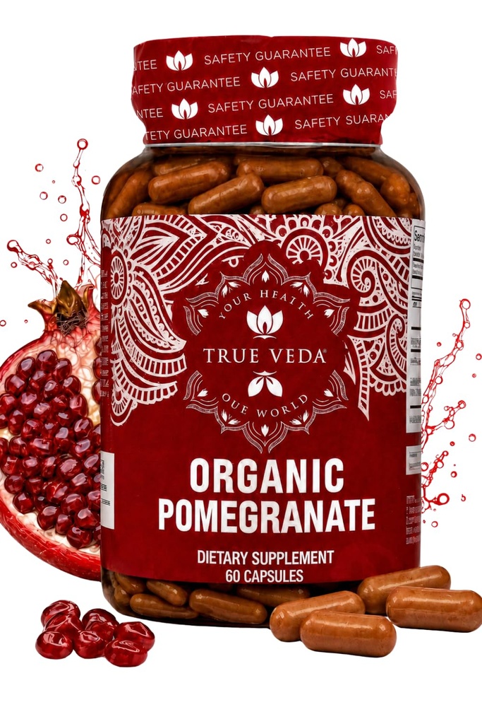 Pomegranate Extract Supplement - Ellagic Acid, High Punicalagins | USDA Sertifikalı Organik Pomegranate Supplement | Pomegranate Meyve, Tohumlar ve Parleksiyon | 60 Vegan Pomegranate Capsules