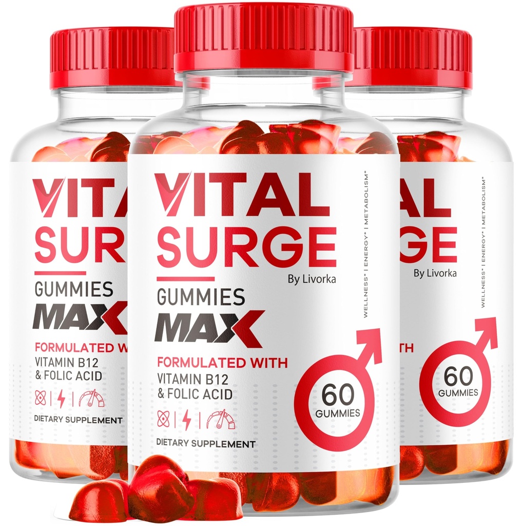 (3 Pack) Vital Cerrahı - Men Gummies için Vital Cerrahı, Vital Vita Cerrah Max Maksimum Güçlü 1050 MG, VitalSurge Supplement Support Gummy Advanced Formula, Premium Vitamin Gomitas (180 Gummies)