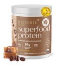Boobie Body Superfood proteini ve Postpartum Meal Emekli Shake, Kahve Caramel Flavor | 19g Protein | Lactation & Motherhood | Organik, Vegan, Zero Sugar, 1 Tub (20 Hizmet)