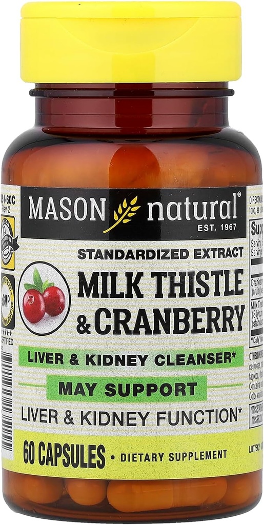 Masonlar Süt Butle/Cranberry Liver ve Kidney Cleanser Capsules, 60 Kont