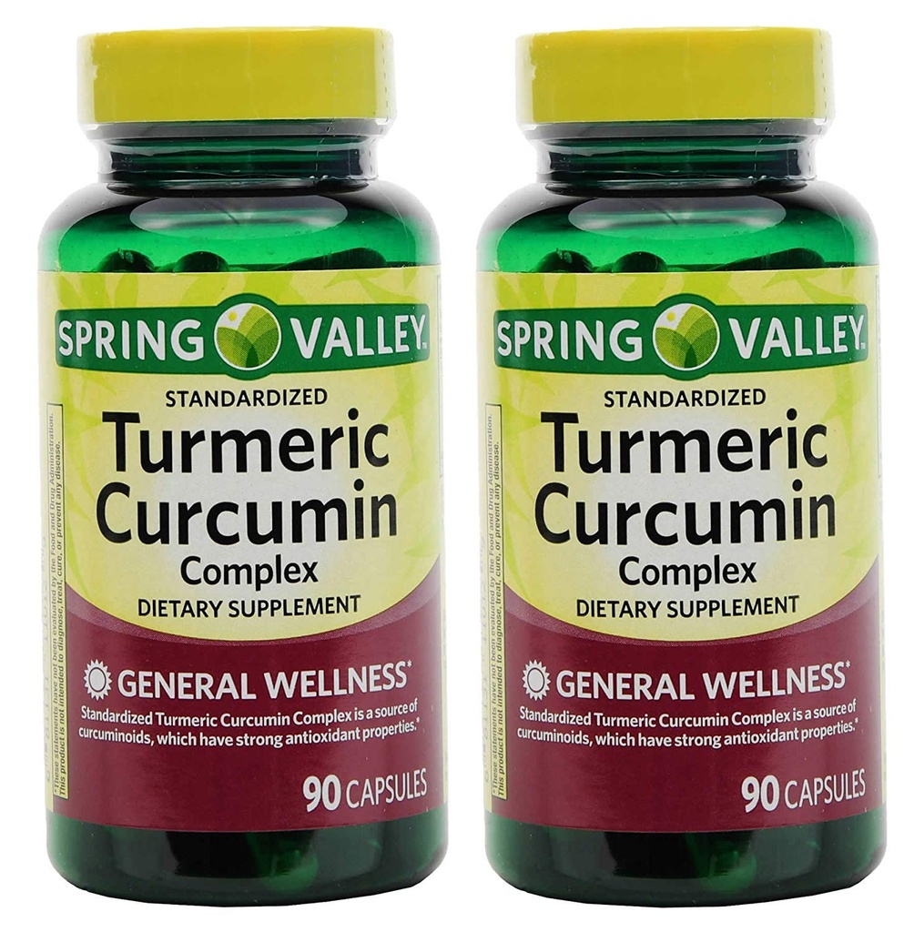 Spring Valley Stndr Turmeric Curcumin Kompleksi Diyetsel Supplement Capsules, 500 mg, 90 Kont Şişe, 2 Pack