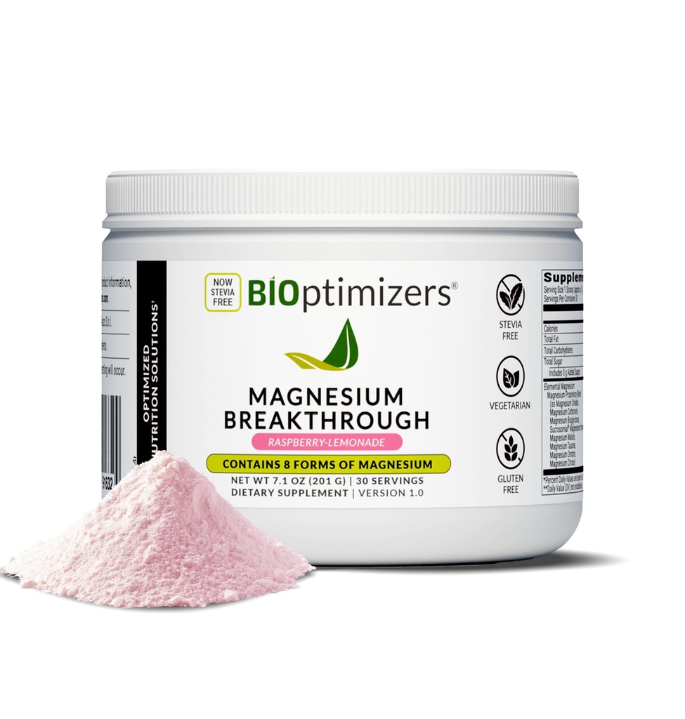 BIOptimizers Magnezyum Breakthrough Drink - 8 Forms of Magnezyum, Electrolytes, Sleep Health, Stress, Muscle Recovery, Heart Support | Glycinate, Citrate, Malate- Raspberry Lemon Limon