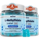 L-MethylFolate 15mg & Methyl B12 Gummies, Methyl B1, B2, B6 Çokvitaminler - Aktif 5MTHF & High Abvitamin - Destekler MTHFR Gen, Cognition, Homocysteine Seviyeleri, Folate Metabolism, Vegan, 120 Cts