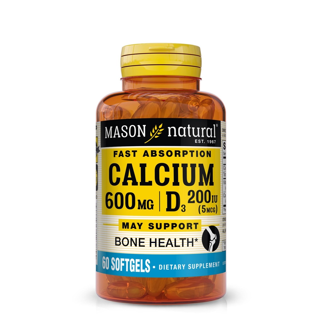 MASON NATURAL A Vitamin D3 ile Abhidrolik - Kas Fonksiyonlarını Güçler, Sağlıklı Kemikleri ve Genel Sağlık, 60 Softgels