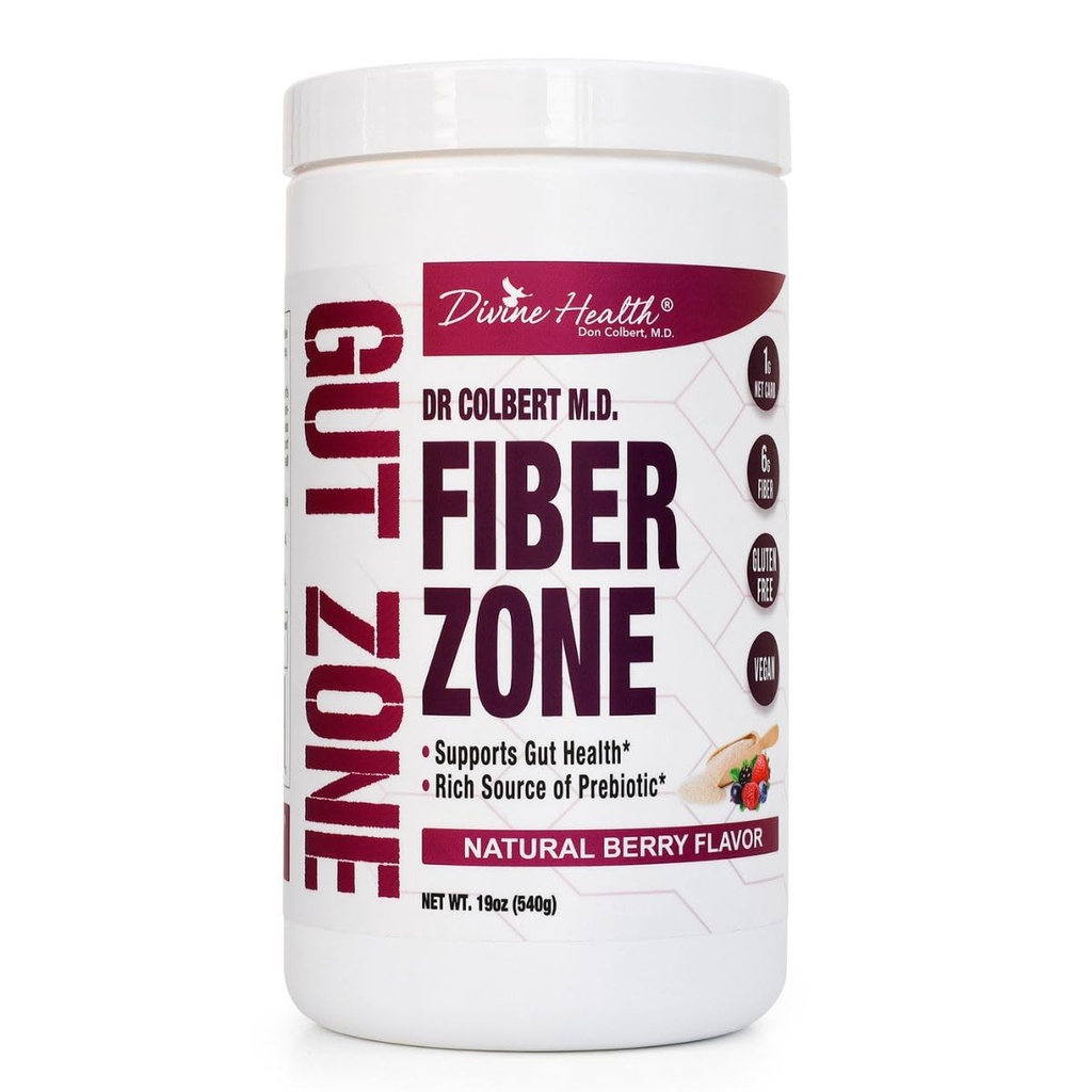 İlahi Sağlık Dr Colbert, MD Fiber Bölgesi Toz | Berry Flavor Prebiyotikler | 6g Psyllium Husk & Inulin Fiber | Sağlıklı Gut Bölgesinde Öneri | 19 oz | 60 Hizmet