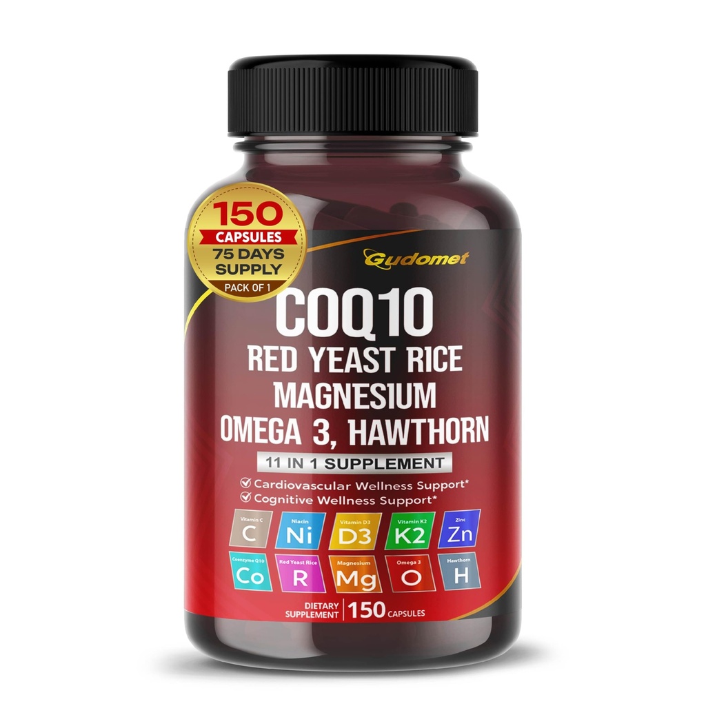 Coenzyme Q10 (Ubiquinone) Red Yeast Rice Hawthorn Omega 3 Vitamin C Niacin çinko Vitamin K2-150 Capsules