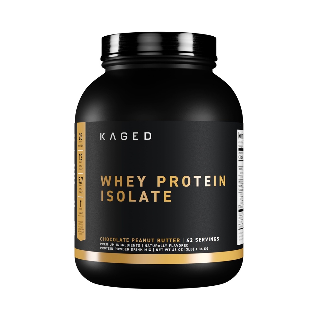 Kaged Whey Protein Isolate Powder | Chocolate Peanut Butter | 100% Pure Low Lactose Whey | Post Workout Recovery Drink | Supports Muscle Building | Supplements for Men & Women | 41 Servings