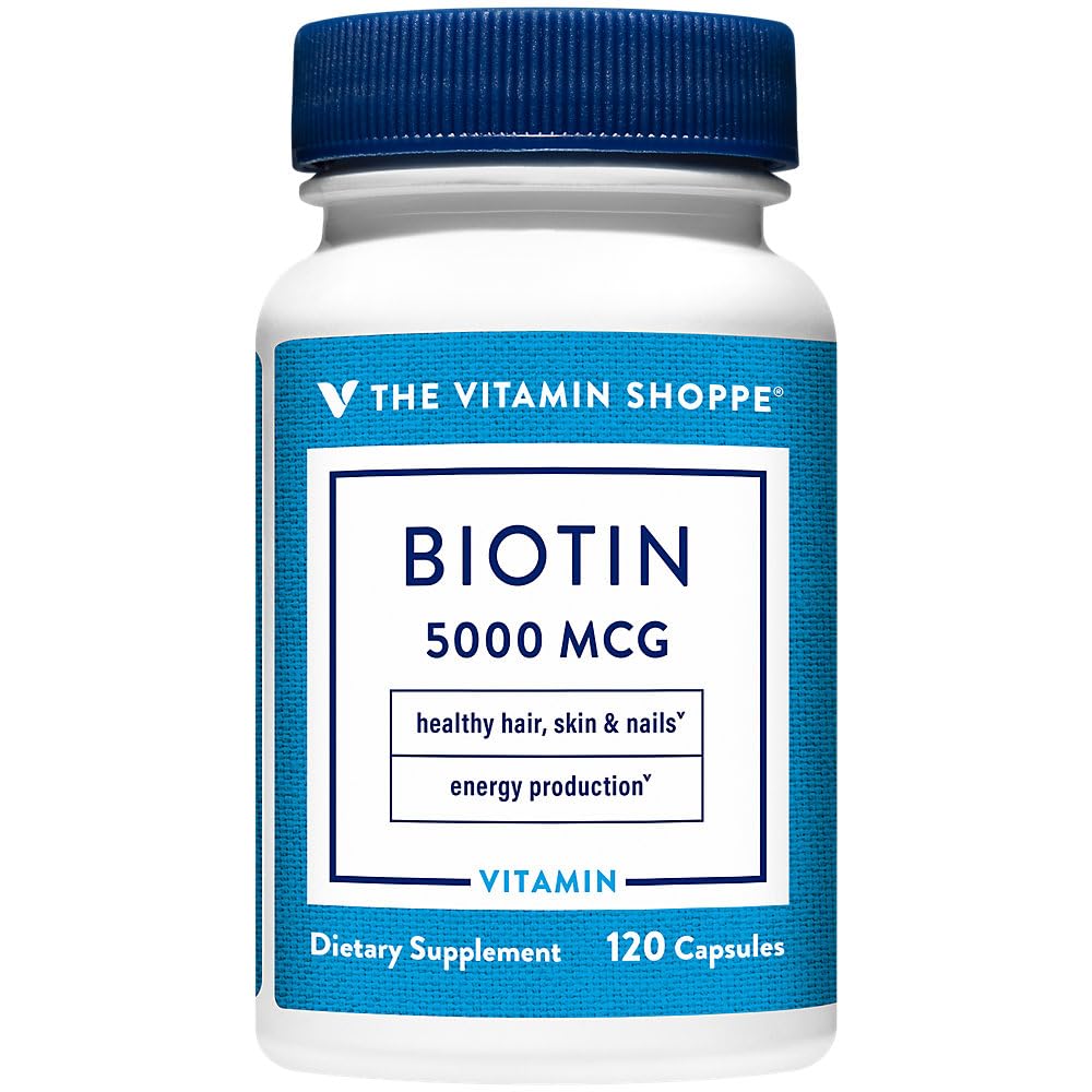 Dükkan Vitamini Biotin 5.000MCG, Nutrient Metabolism Sağlıklı Vibrant Saçları, Sağlıklı Skin & Güçlü Nails, Enerji Üretimi (120 Capsules)