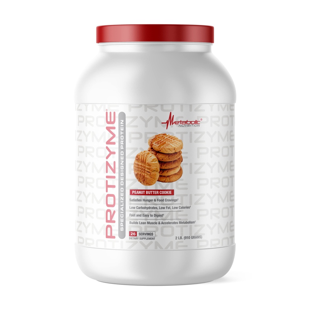 Metabolik Beslenme, Protizyme,% 100 Whey protein Toz, Yüksek Protein, Low Carb, Low Fat with Digestive Enzymes, 24 Temel Vitaminler ve Mineraller, Peanut Butter Cookie, 2 Pound
