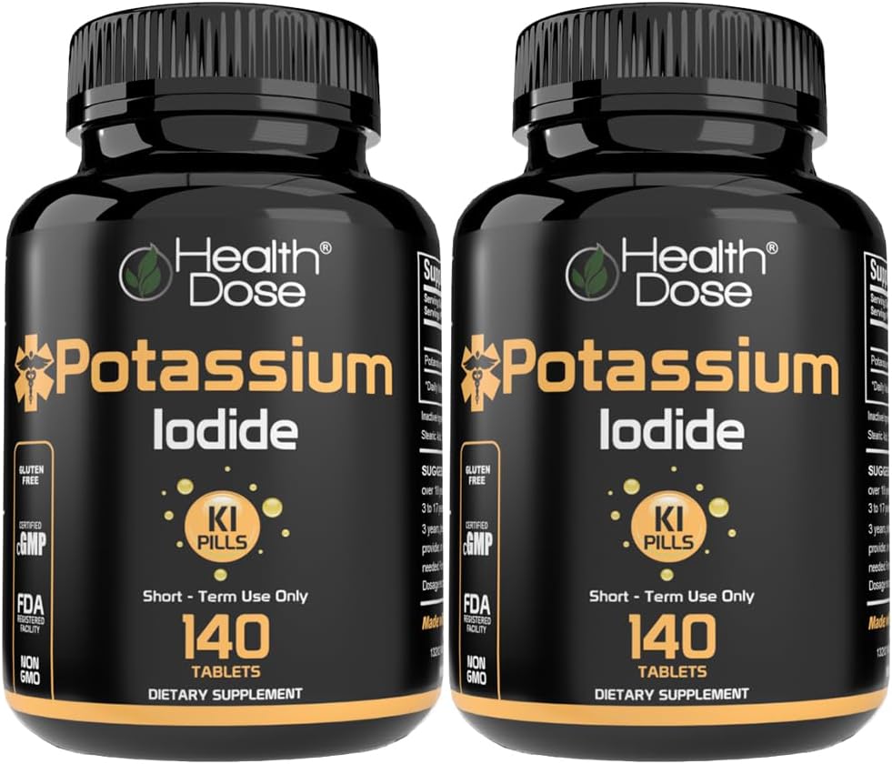 Sağlık Dose P Properties + Iodide (KI) Tabletler - 130 mg 140 Tabletler - Tiroid Desteği için, Hücreler Metabolism & Electrolyte Balance – Non-GMO, Gluten-Free, GMP sertifikalı, 2 Paket