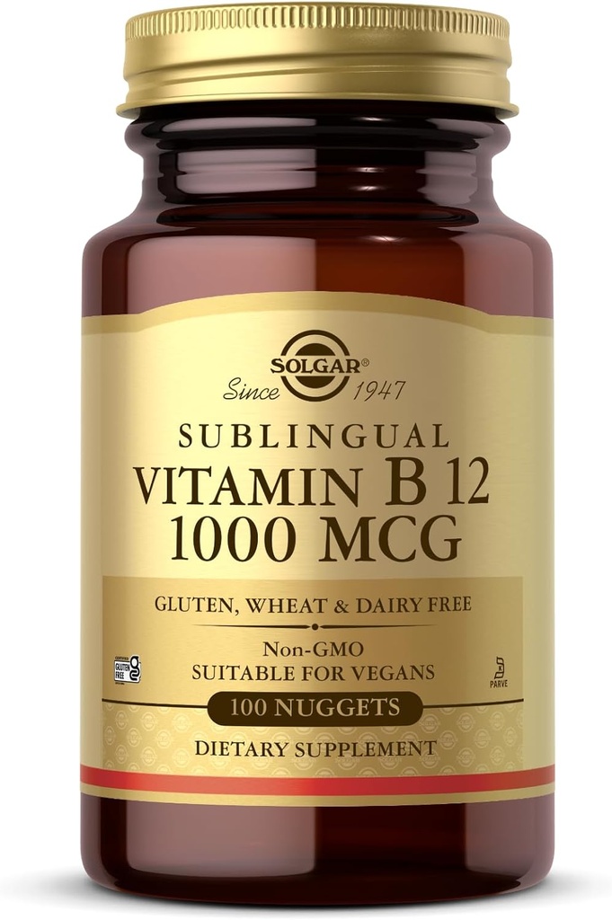 Solgar Sublingual Vitamin B12 1000 mcg - 100 Nuggets - Non-GMO, Vegan, Gluten Free, Dairy Free, Kosher, Halal - 100 Hizmet