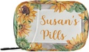 Custom Pill Box 7 Day Pill Case Bag Sunflower Personalized Name Travel Pill Organizer Bag with Zipper Portable Weekly Case Compact Size for Vitamin Supplement Holder