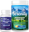 Nature's Perfect Night Melatonin 5 mg Quick Dissolve Karma Berry 200 Count with Serenity Magnezyum Toz 15 oz Lemon Raspberry