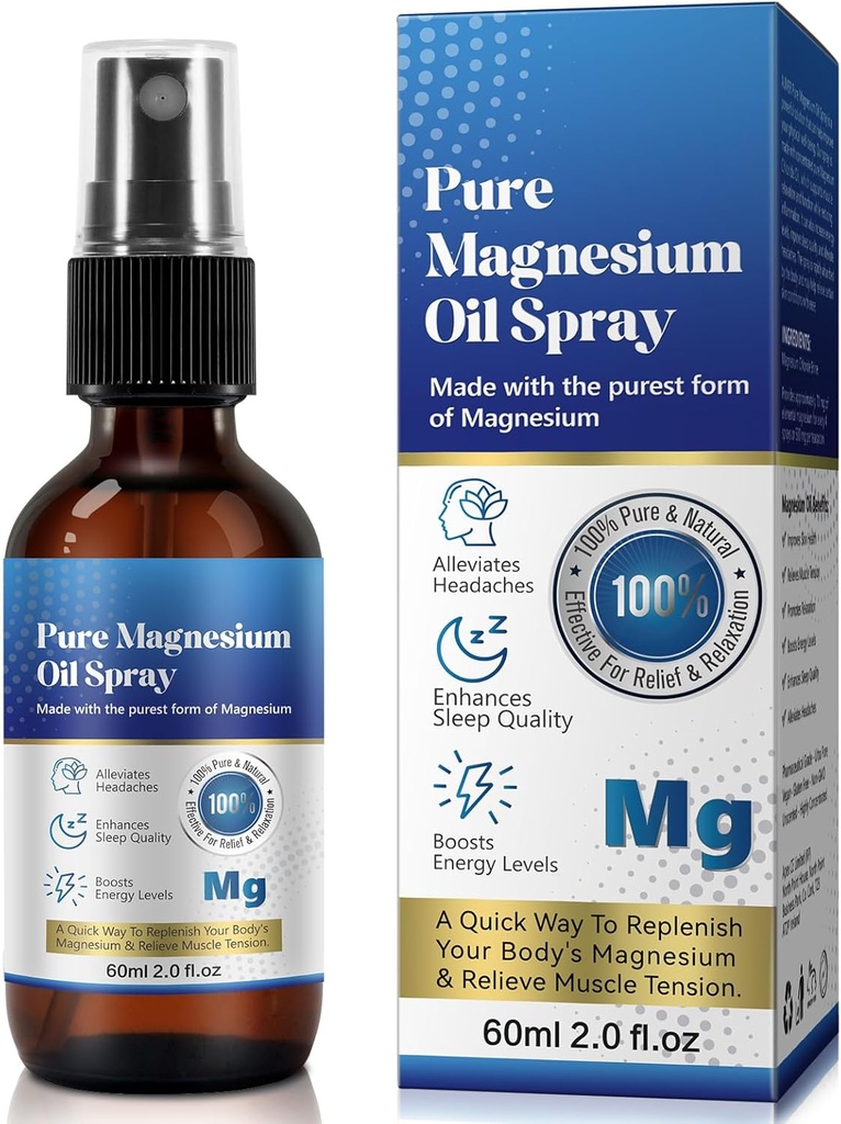 Pure Topical Magnezyum Oil Capsule, Foot için yapıştırıcısı,% 100, Quick Abors - Essential Oils'in Güçlü Kombine Doğal Kaynağı, Replenish Body- 2.02 fl ozz