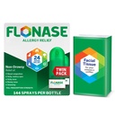 Flonase Antivirüs Relief Nasal Spray, 24 Saat Non-Drowsy Multi-Symptom Relief – 144 Spreys (Pack of 2) artı Bonus Pack of Tounds