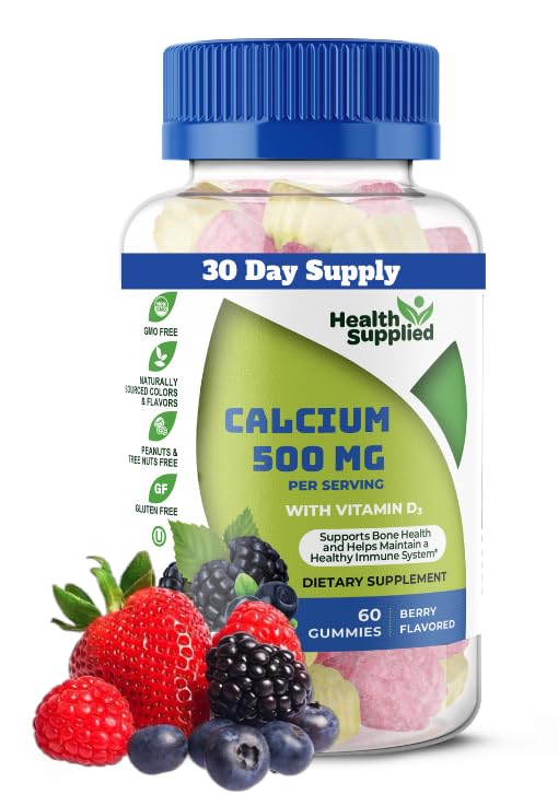 Vitamin D3 1000 IU Gummies ile 50 mg | Günlük Diyet Tamam | Kemik Gücü, Büyüme, Dişler | Yetişkinler için, Gençler, Çocuklar | Great Tasting Natural Berry Flavor Vitamin Gummy