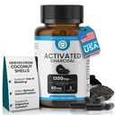 Aktif Charcoal Capsules 1200 MG, 60 Veg Caps, 30 Günlük Premium Detox & Digestive Support, Gas & Bloating Relief, Organic Coconut Shell Charcoal, Gut Health, USA Made.