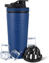 Ice Shaker Insulated Stainless Steel Shaker Bottle | 26oz, Navy | Cold for 30+ Hours | Insulated Cup with Twist-on Agitator | Odor-Free Bottle for Protein Shakes, Water, Smoothies, Cocktails