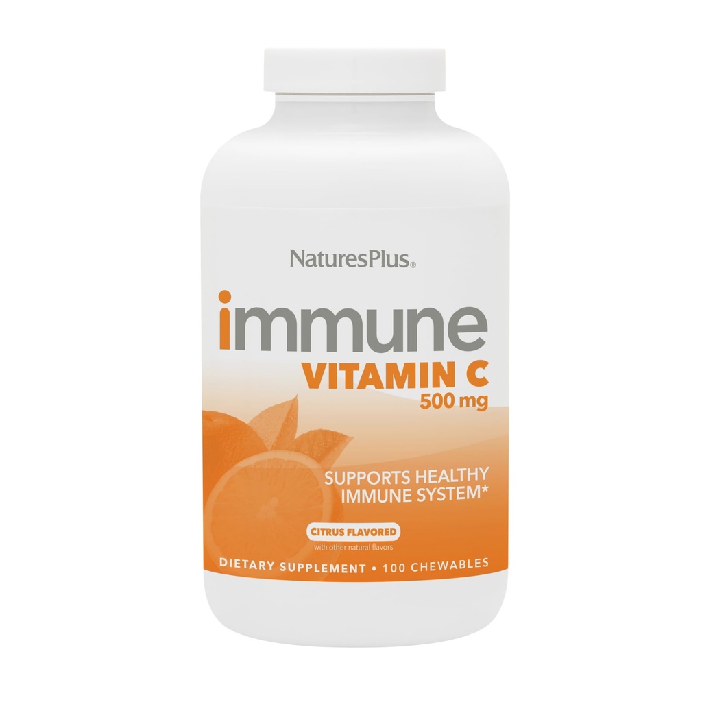 NaturesPlus Immune Vitamin C, Citrus - 100 Chewables - All- Natural Immune System Support - Bioflavonoids & Superfoods - Non-Acidic & Gentle on The Stomach - 100 Hizmet