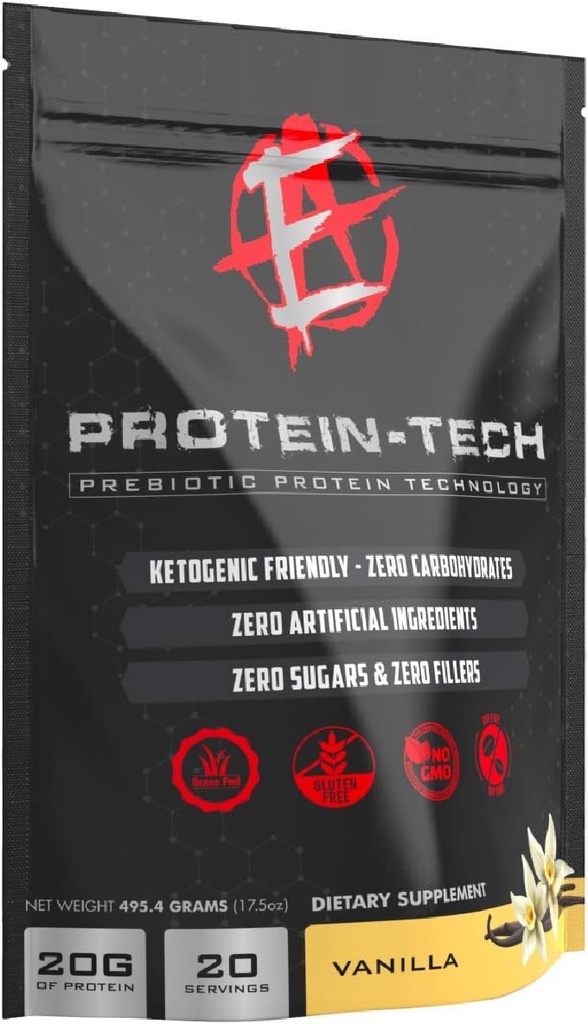 Geliştirilmiş Laboratuvarlar - Protein Tech - Erkekler ve Kadınlar için Akıllı Kolajn Protein Toz - Keto Friendly, Fat, Dairy, Carb & Sugar Free protein Supplement (20 hizmet) (Vanilla)