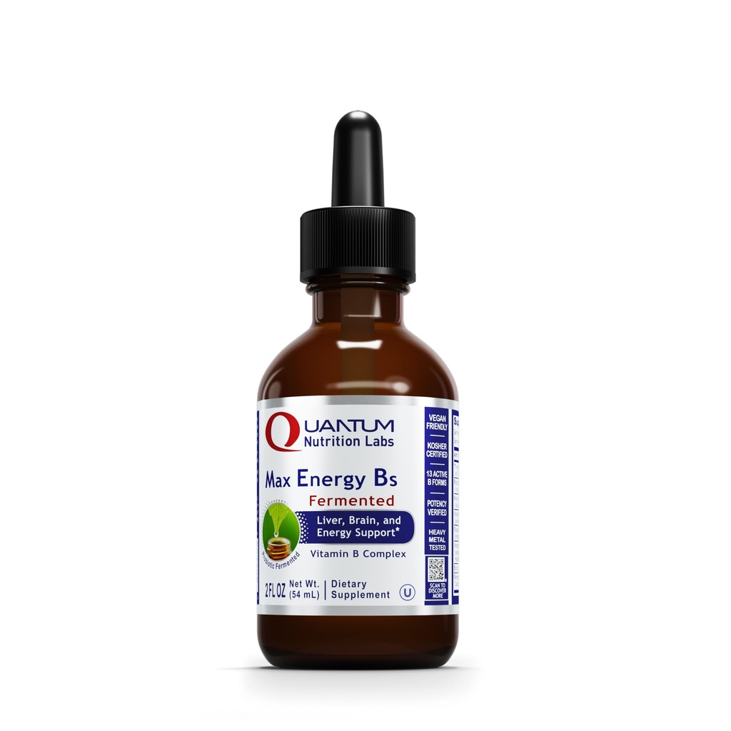 Kuantum Beslenme Laboratuarları Max Energy B - Vitamin B Kompleksi Sıvı Merdivenler, Kadınlar ve Erkekler için Organik Vitamin B Supplement, B2, B3, B5, B6, B12 - 2 Fl Oz