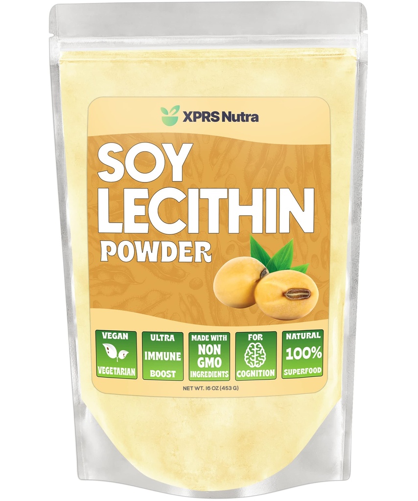 XPRS Nutra Soy Lecithin Toz Gıda Notu Şöfücü - Yemek için Uygun, Baking ve Daha Fazla - Vegan Dostu Soy Lecithin Toz Yemek Yardımı (16 Ounce)