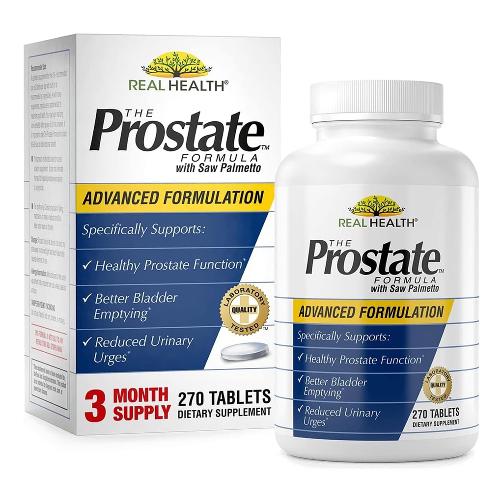 Gerçek Sağlık Prostate Formula - Erkekler için Gelişmiş Prostate Health Supplements, Saw Palmetto Sağlıklı Suçlama ve Urinary Support, Pomegranate, çinko, & Riley Seed - 270 Count