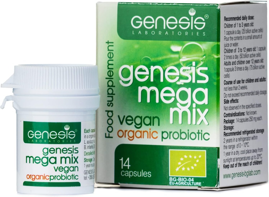 MegaMix BIO Probiyotik for Gut Health | Raf Stable Probiyotiks for Women & Men with Lactobacillus & Bifidobacterium for Digestive, Immune & Gastrointestinal Support - Vegan, 14 Capsules