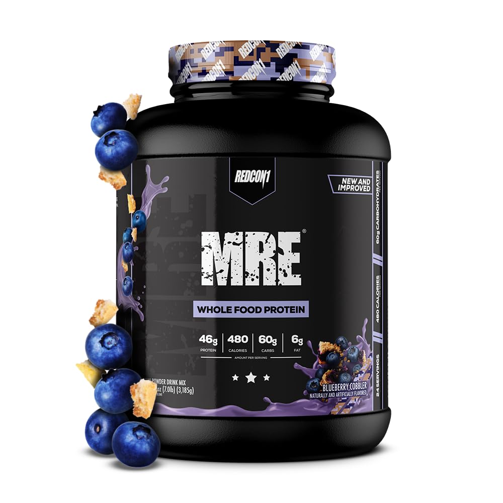 REDCON1 MRE proteini Toz, Blueberry Cobbler - MCT Oil & Whole Foods ile Yapılan Proteinler - Kas Kurtarmada Doğal Malzemelerle Proteinler (25 Hizmet)