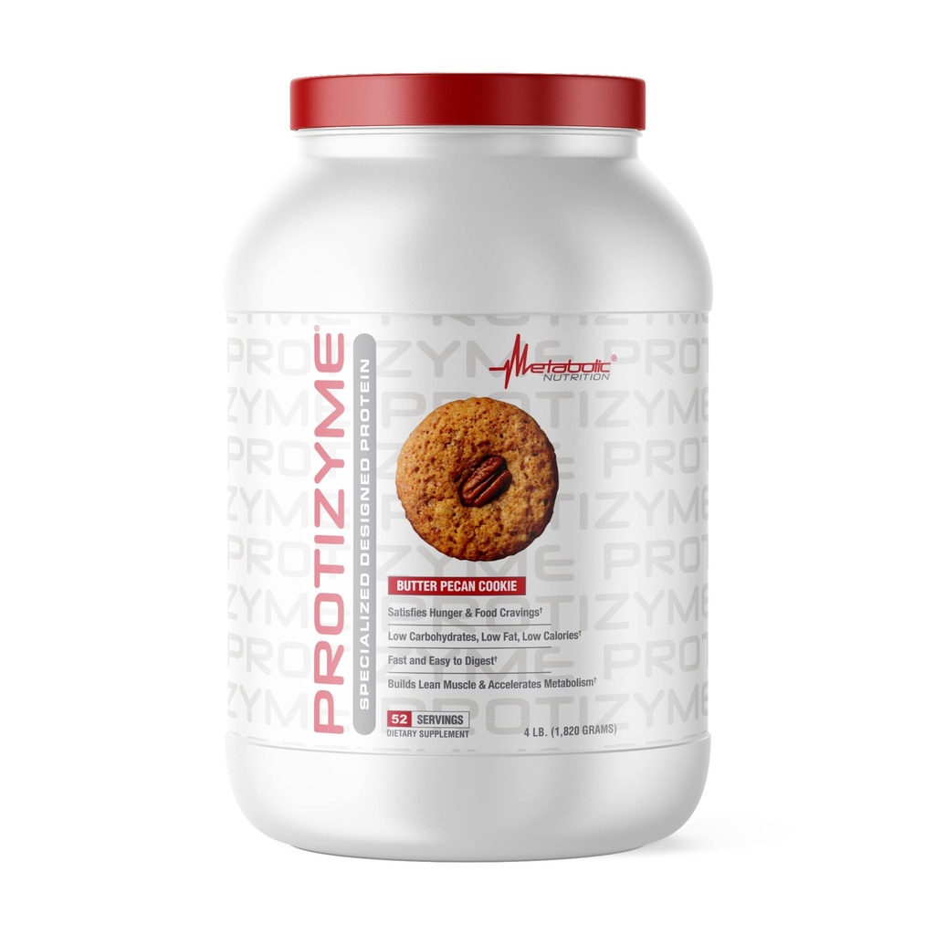 Metabolik Beslenme, Protizyme,% 100 Whey protein Toz, Yüksek Protein, Low Carb, Low Fat Whey Protein, Digestive Enzymes, 24 Temel Vitaminler ve Mineraller, 4 Pound (52 ser)
