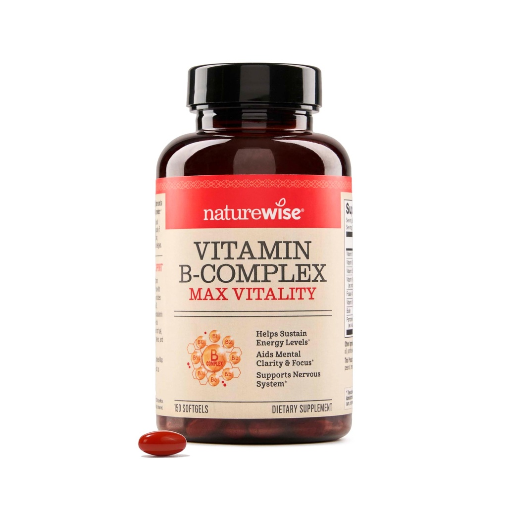 Kadınlar ve Erkekler için B Kompleks - Folic Asit Biotin B1 B2 B3 B6 B12 - Destek Hücreleri Enerji ve Ruh Clarity - Gluten & Dairy Free, Non-GMO - 150 Softgels[5-Month Supply]
