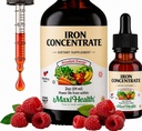 Maxi Health Women, Men and Kids Liquid Iron Supplement - 15 mg Per ML Berry Flavored - Yüksek Potency - Immediate Aborpsiyon için karıştırmak - Nausea olmadan Enerji artırmak - 2 fl Ounces