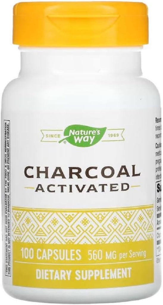 Doğalar Yol Aktif Charcoal Intestinal Cleanser Capsule, 260 mg - 100 paket başına - 3 paket per case.3