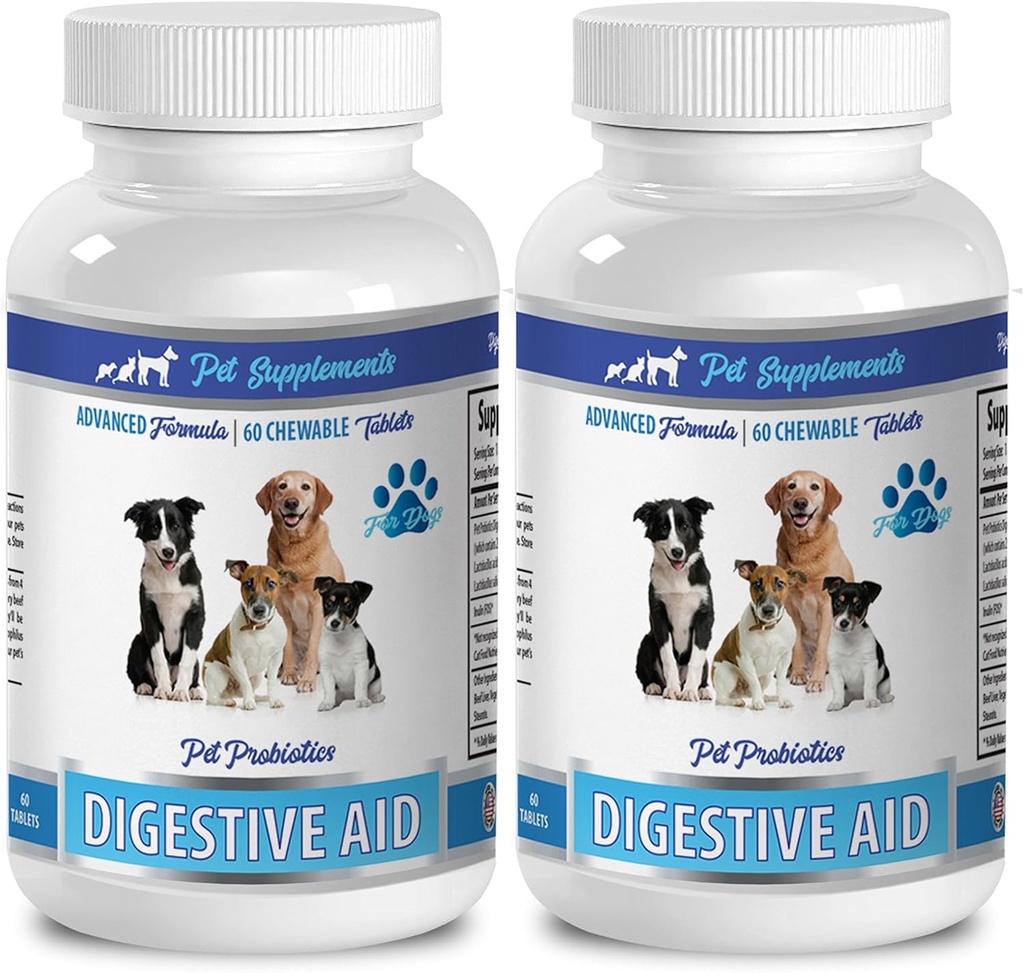 Köpek yemeği kötü nefes - DOG DIGESTIVE AID PROBIOTICS - NATURAL APPROACH - BAD BREATH AND GAS - COUNTER DIARRHEA - köpek probiyotikleri tabletleri - 2 Şişeler (120 Tedaviler)