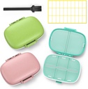 3 Pack 8 Karşılaştırma Seyahat Pill Box,Pill Organizer 7 Gün Moisture Kanıt Küçük Pill Case for Pocket Purse Günlük Portatif Tıp Vitamini (Pink + Blue+Green)