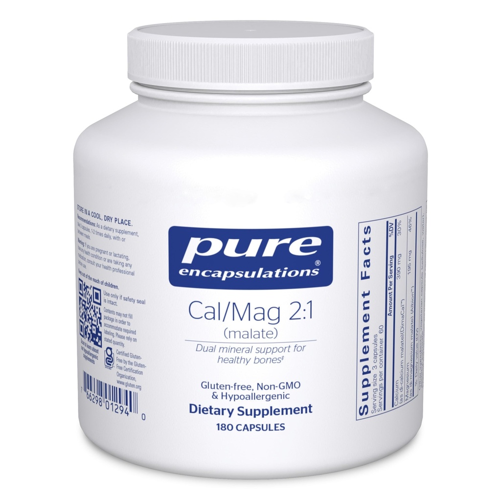 Pure Encapsulations Cal/Mag (Malate) 2:1, 180 Capsules