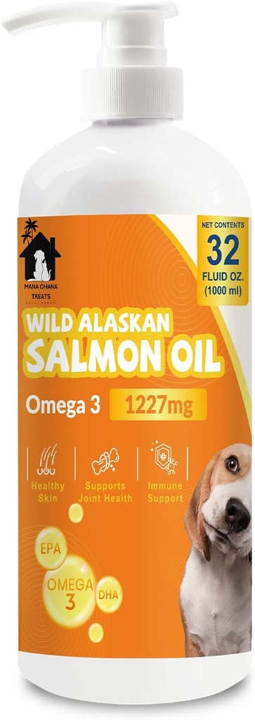 Salmon Oil for Dogs & Cats | Omega 3 Fish Oil Supplement for Healthy Skin & Coat, Joint & Bone Support, Allergy Relief & Inflammation Defense | 32oz