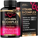 Erkekler ve Kadınlar için B Kompleks - Amerika'da B-Complex: B1, B2, B3, B5, B6, B7, B8, B9, B12 Vitamin C, Choline, Inositol - Enerji, Beyin & Kalp Desteği Tamam, 120 Vegan