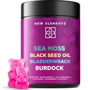 Siyah Tohum Petrolü ile Organik Deniz Moss Gummies, Bladderwrack & Burdock Root | İrlandalı Deniz Moss Tamam 1000 mg | 1 Gelişmiş Formula 4X Güçlü | Raspberry Flavor | Vegan | Non-GMO | Gluten-Free-GMO | Gluten-Free-GMO |