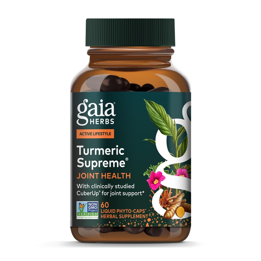 Gaia Herbs Turmeric Supreme Joint Health - Ortak Destek Supplement - Quercetin, Black Pepper, Boswellia, Ginger Root, Curcuminoids, & More - 60 Sıvı Phyto-Capsules (15-Day Supply)