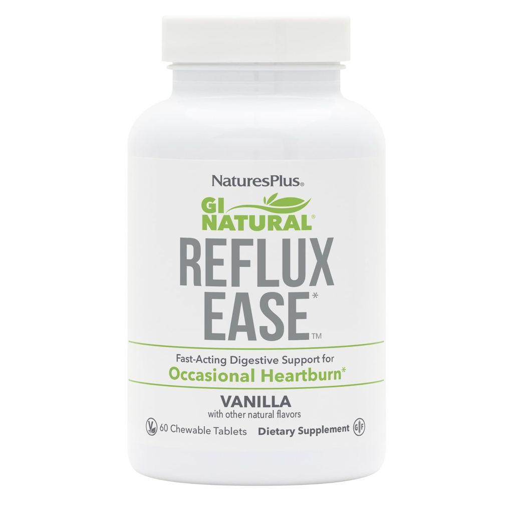 Natures Plus GI Natural Reflux Ease, Vanilla - 60 Chewable Tabletler - Hızlı - Digestive Support - Vegetarian, Gluten Free - 60 Hizmetler