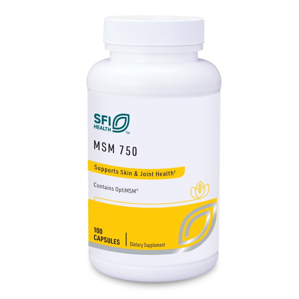 Klaire Laboratuvarları SFI Health MSM 750 - Klinik olarak Ortak Konfor ve Yapıyı Desteklemek için test edildi, Metilsulfonylmethane OptiMSM (100 Capsules)