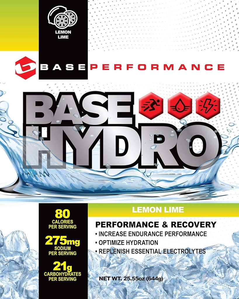 BASE Performans Hidro - Lemon Lime | 28 her eco-friendly mylar bag içinde hizmet eder | dextrose, fructose, maltodextrin ve temel elektrolitler.