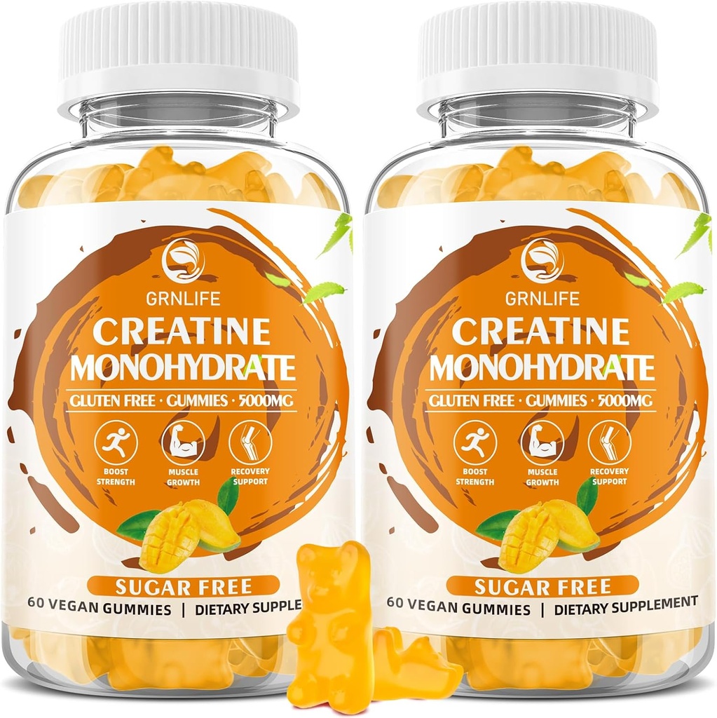 Erkekler ve Kadınlar için Kre Güçlü, Kas Builder, Enerji Boost, Sugar Free, Vegan, Mango Flavor-120 Count