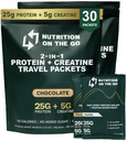 Go Whey proteini, 25g proteini + 5g Kretine – Single-Serve Travel Protein Toz - Çeşitli Paket (Vanilla & Chocolate) (30-Pack)