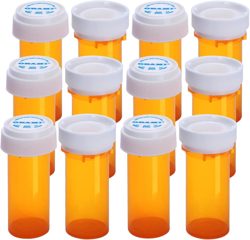 Plastik Boş Pill Şişeler Çift Taraflı Kullanım (Çocuk Dayanıklı ve Kolay Açık) Caps - Tıp Konteyner Pill Vaka Tankerleri (8 Dram, 12par)
