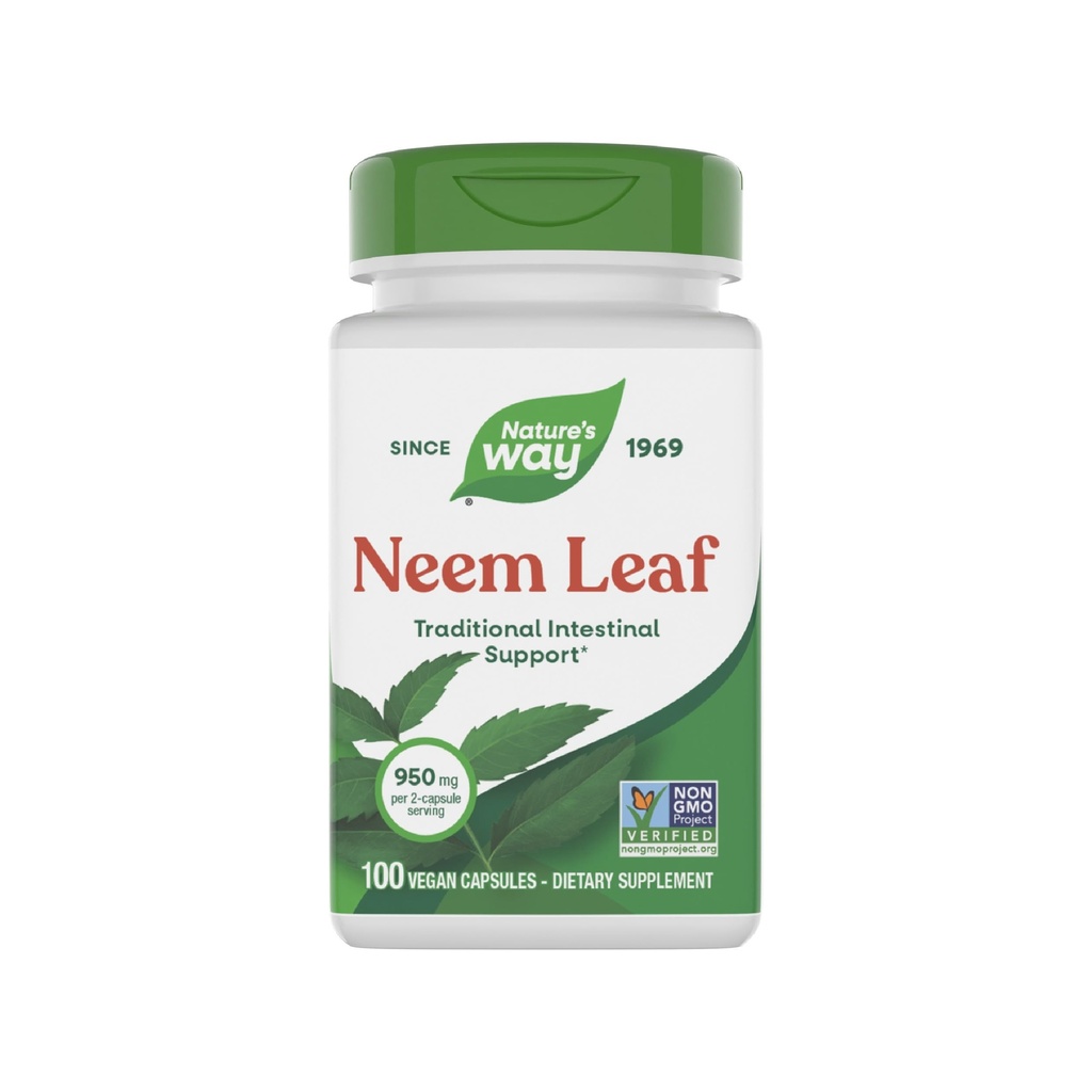 Nature's Way Neem Leaf Capsules, Geleneksel Intestinal Support*, Ayurveda'da kullanılan 950 mg, 2Capsule'de 950 mg, Non-GMO Projesi Doğrulanmış, Vegan, 100 Count (Pazarlama Mayıs Vary)